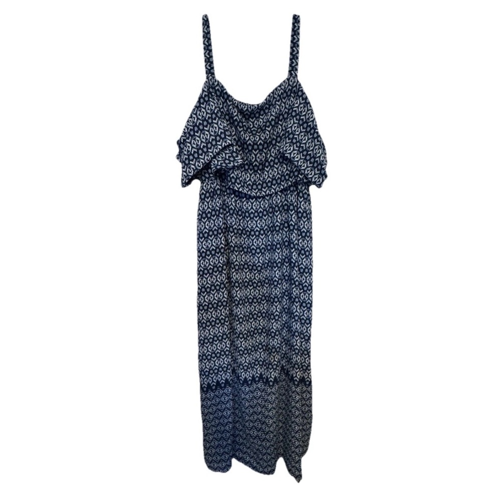 Gibson Latimer Women's Dress 2X Blue White Batik Maxi‎ Dress